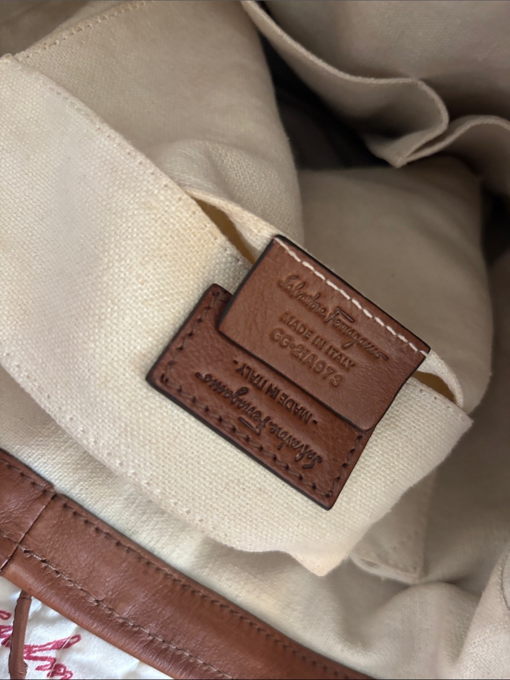 Authentic Vintage Salvatore Ferragamo Cognac Brown Leather Hobo/Bucket Bag - Picture 10 of 16